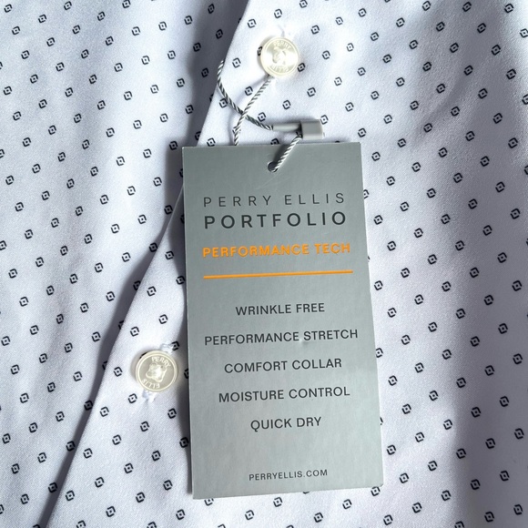 Perry Ellis Portfolio Performance Tech Dress Shirt Modern Fit 17.5 Gorpcore Lite - Picture 9 of 15